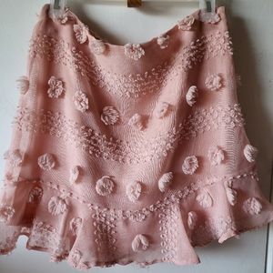 Puff Pink Floral skirt with Ruffle Hem